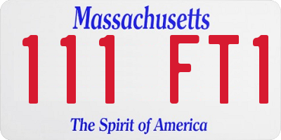 MA license plate 111FT1