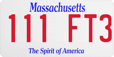 MA license plate 111FT3