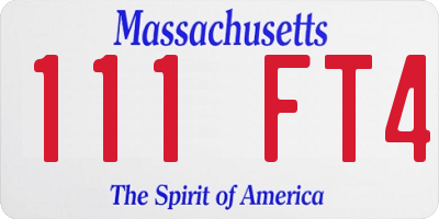 MA license plate 111FT4