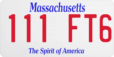 MA license plate 111FT6