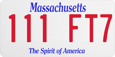 MA license plate 111FT7