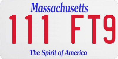 MA license plate 111FT9