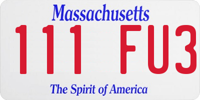 MA license plate 111FU3