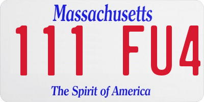 MA license plate 111FU4