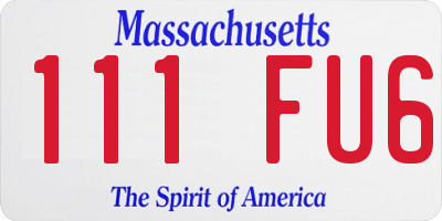 MA license plate 111FU6