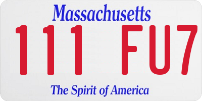 MA license plate 111FU7