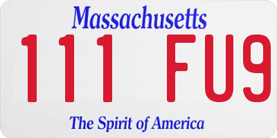 MA license plate 111FU9