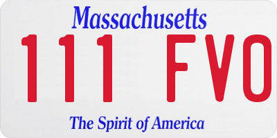 MA license plate 111FV0