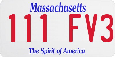 MA license plate 111FV3