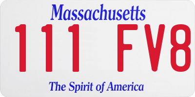 MA license plate 111FV8
