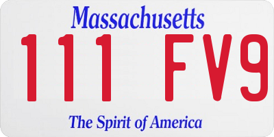 MA license plate 111FV9