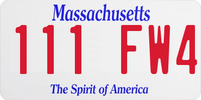 MA license plate 111FW4