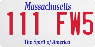 MA license plate 111FW5