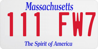 MA license plate 111FW7