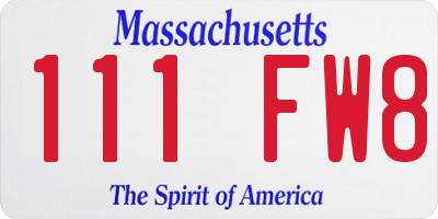 MA license plate 111FW8