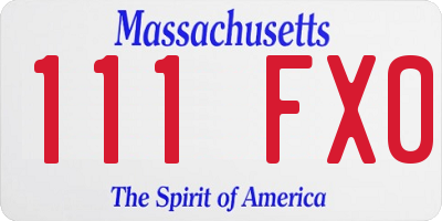 MA license plate 111FX0