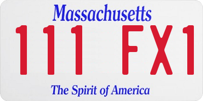 MA license plate 111FX1