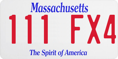 MA license plate 111FX4