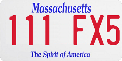 MA license plate 111FX5