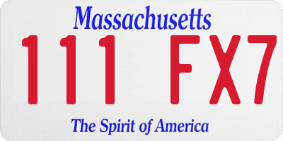 MA license plate 111FX7