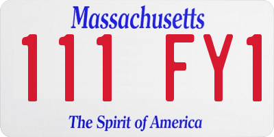 MA license plate 111FY1