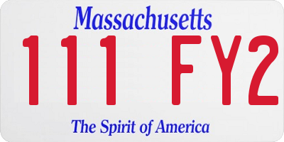 MA license plate 111FY2