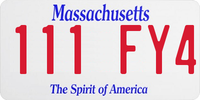 MA license plate 111FY4