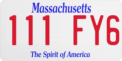 MA license plate 111FY6