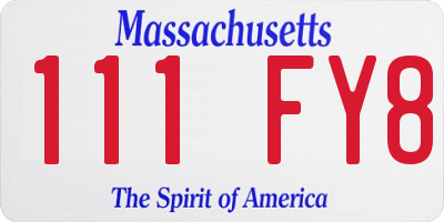 MA license plate 111FY8