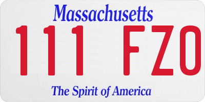 MA license plate 111FZ0