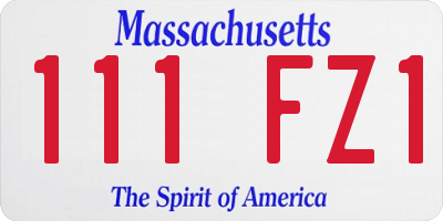 MA license plate 111FZ1