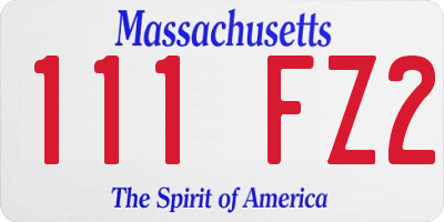 MA license plate 111FZ2