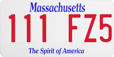 MA license plate 111FZ5