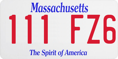 MA license plate 111FZ6