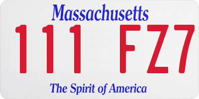 MA license plate 111FZ7