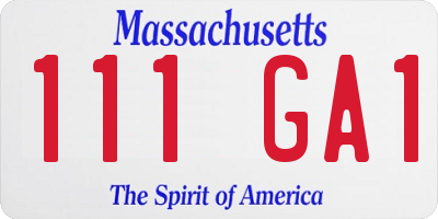MA license plate 111GA1
