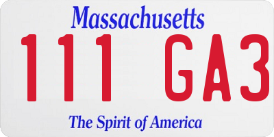 MA license plate 111GA3
