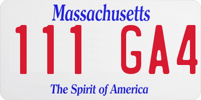 MA license plate 111GA4