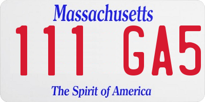 MA license plate 111GA5