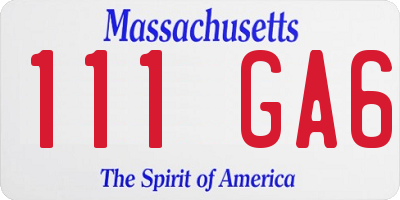 MA license plate 111GA6