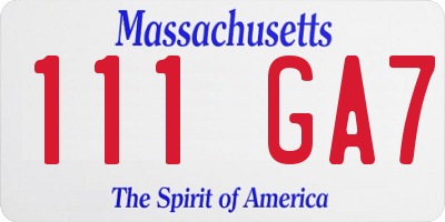 MA license plate 111GA7