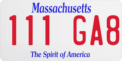 MA license plate 111GA8