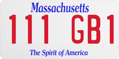 MA license plate 111GB1