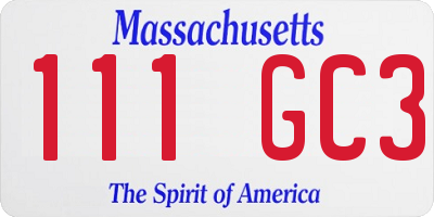 MA license plate 111GC3