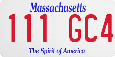 MA license plate 111GC4
