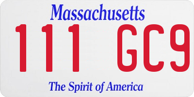 MA license plate 111GC9