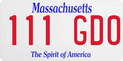 MA license plate 111GD0
