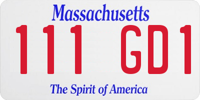 MA license plate 111GD1