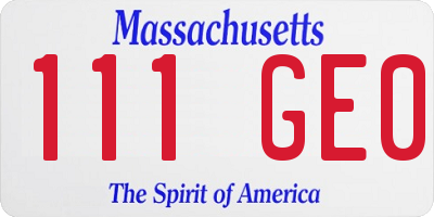 MA license plate 111GE0