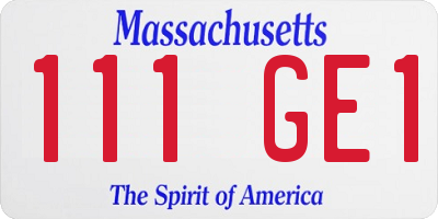 MA license plate 111GE1